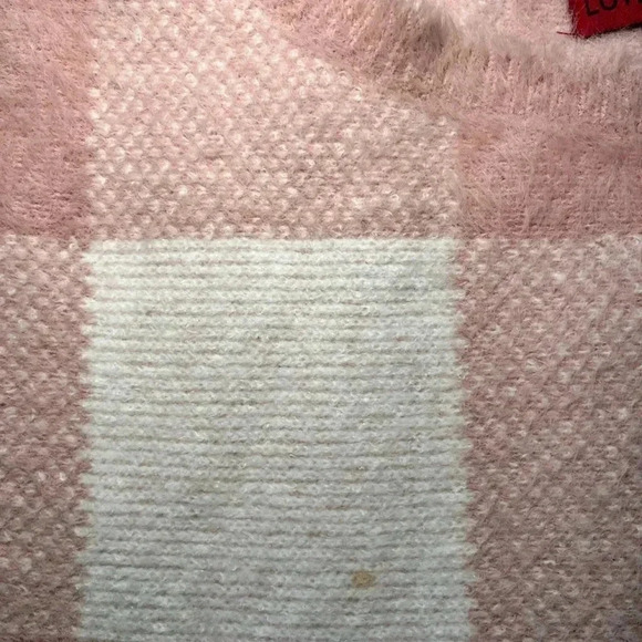 Love Scarlett pink and white checkered sweater. Size XL. - Picture 2 of 10